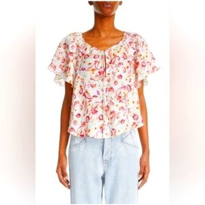 Isabel Marant Penelope flutter sleeves top.